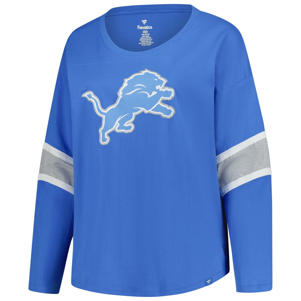 Detroit Lions Women's Plus Size Redzone 3/4-Sleeve Scoop Neck T-Shirt - Blue cheap