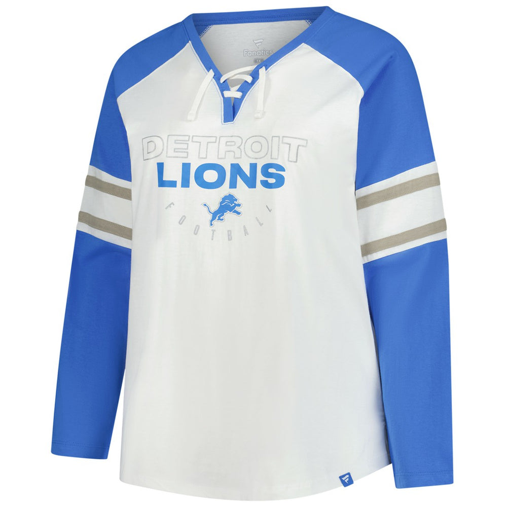 Detroit Lions Women's Plus Size Redzone Lace Up Long Sleeve T-Shirt - White online