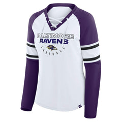 Baltimore Ravens Women's Plus Size Redzone Lace Up Long Sleeve T-Shirt - White on sale