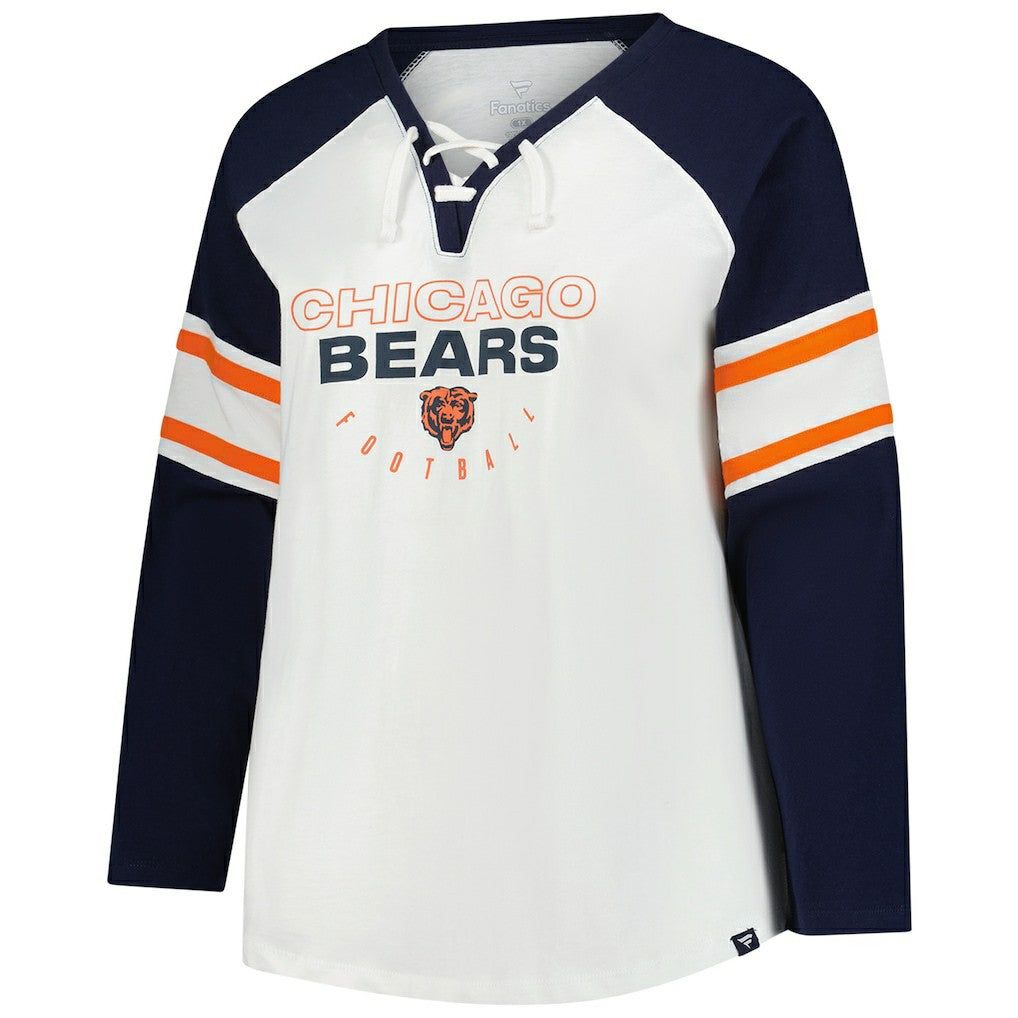 Chicago Bears Women's Plus Size Redzone Lace Up Long Sleeve T-Shirt - White sale