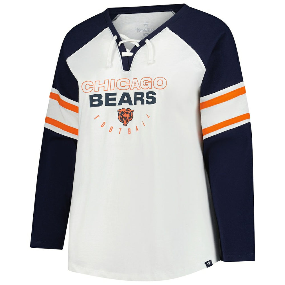 Chicago Bears Women's Plus Size Redzone Lace Up Long Sleeve T-Shirt - White sale