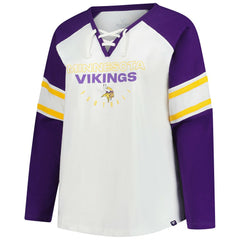 Minnesota Vikings Women's Plus Size Redzone Lace Up Long Sleeve T-Shirt - White outlet