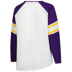 Minnesota Vikings Women's Plus Size Redzone Lace Up Long Sleeve T-Shirt - White outlet