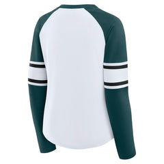 Philadelphia Eagles Women's Plus Size Redzone Lace Up Long Sleeve T-Shirt - White sale