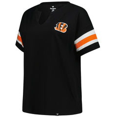 Cincinnati Bengals Women's Plus Size Redzone Notch Neck T-Shirt - Black outlet