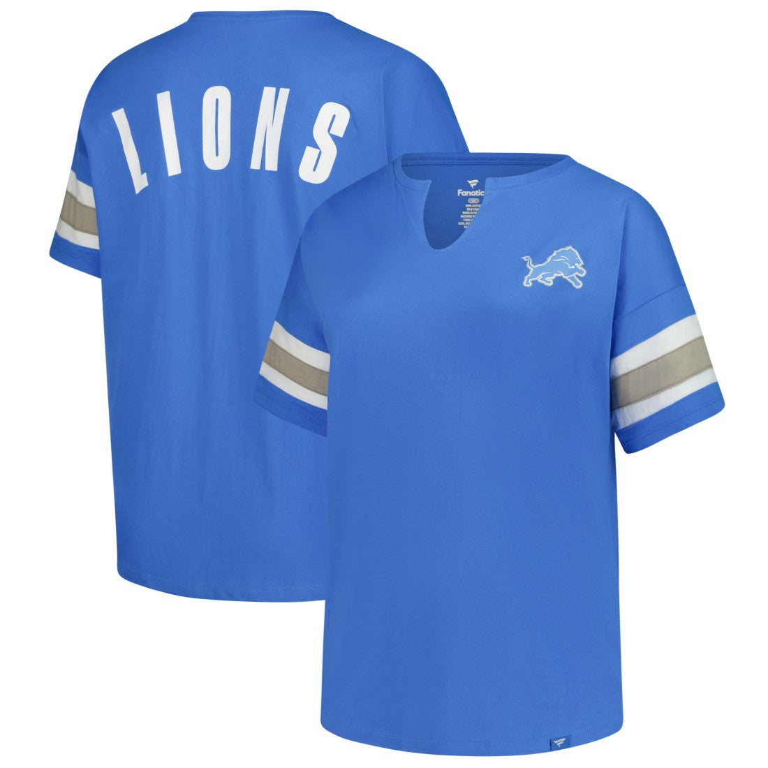 Detroit Lions Women's Plus Size Redzone Notch Neck T-Shirt - Blue discount