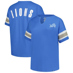 Detroit Lions Women's Plus Size Redzone Notch Neck T-Shirt - Blue discount