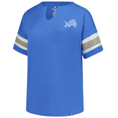 Detroit Lions Women's Plus Size Redzone Notch Neck T-Shirt - Blue discount
