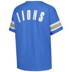 Detroit Lions Women's Plus Size Redzone Notch Neck T-Shirt - Blue discount