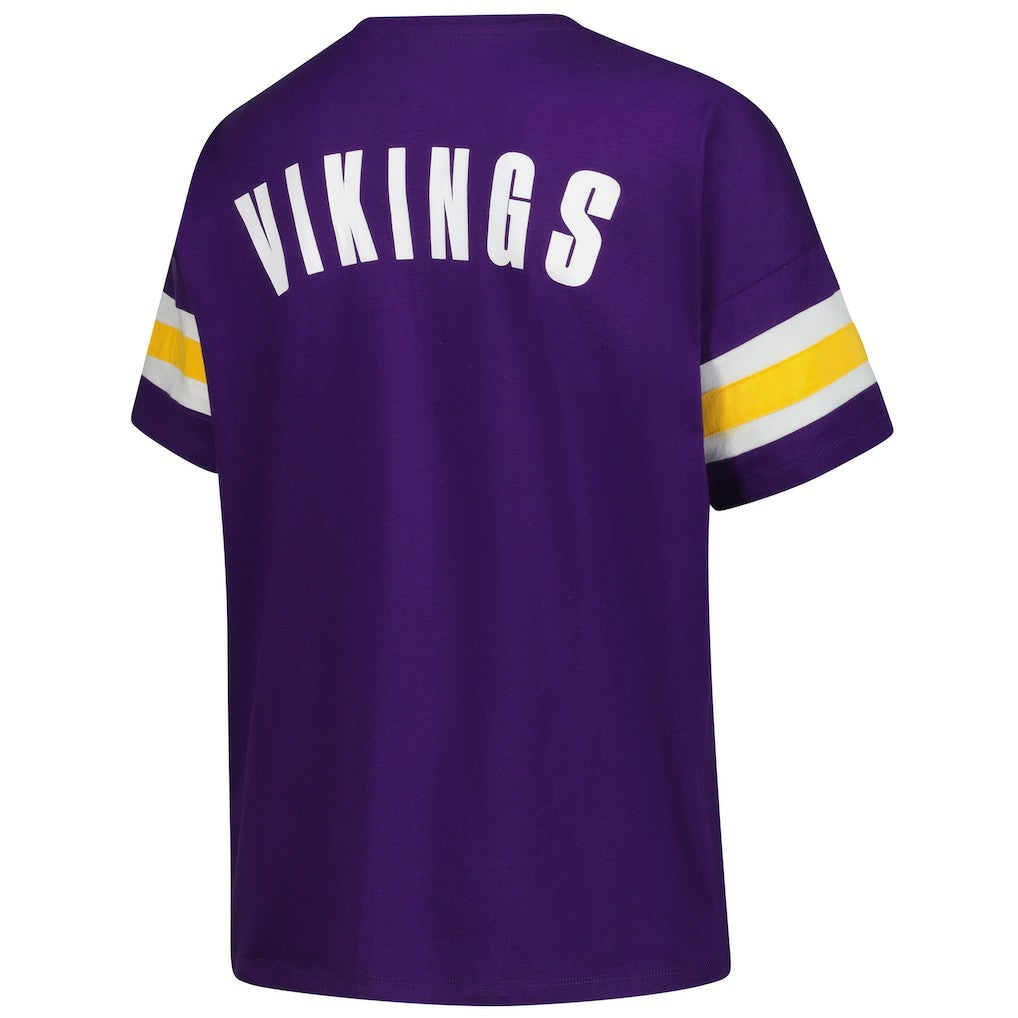 Minnesota Vikings Women's Plus Size Redzone Notch Neck T-Shirt - Purple outlet