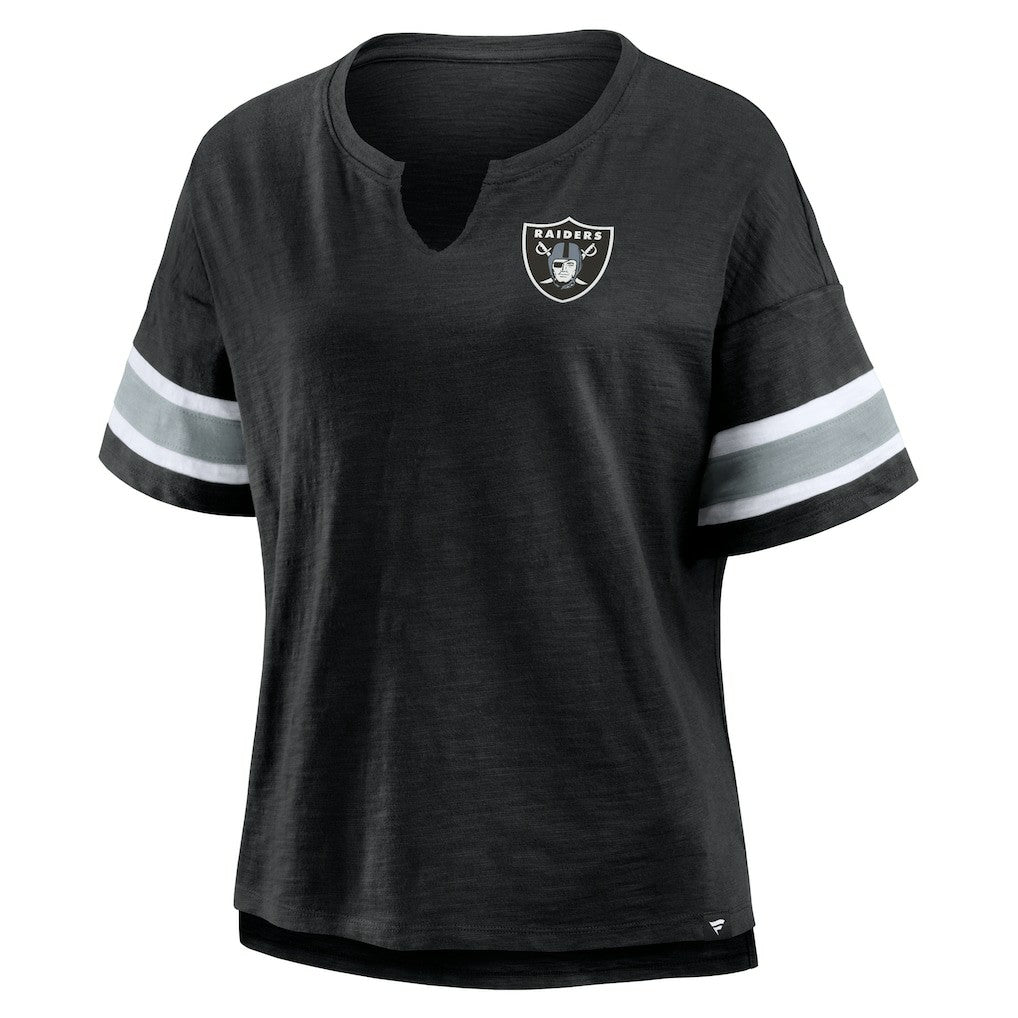 Las Vegas Raiders Women's Plus Size Redzone Notch Neck T-Shirt - Black outlet