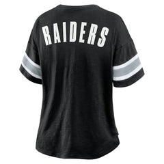 Las Vegas Raiders Women's Plus Size Redzone Notch Neck T-Shirt - Black outlet