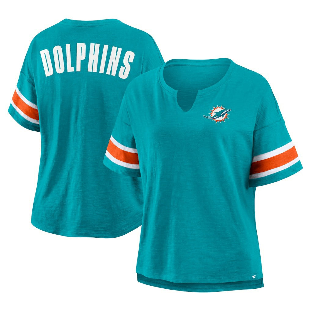 Miami Dolphins Women's Plus Size Redzone Notch Neck T-Shirt - Aqua online