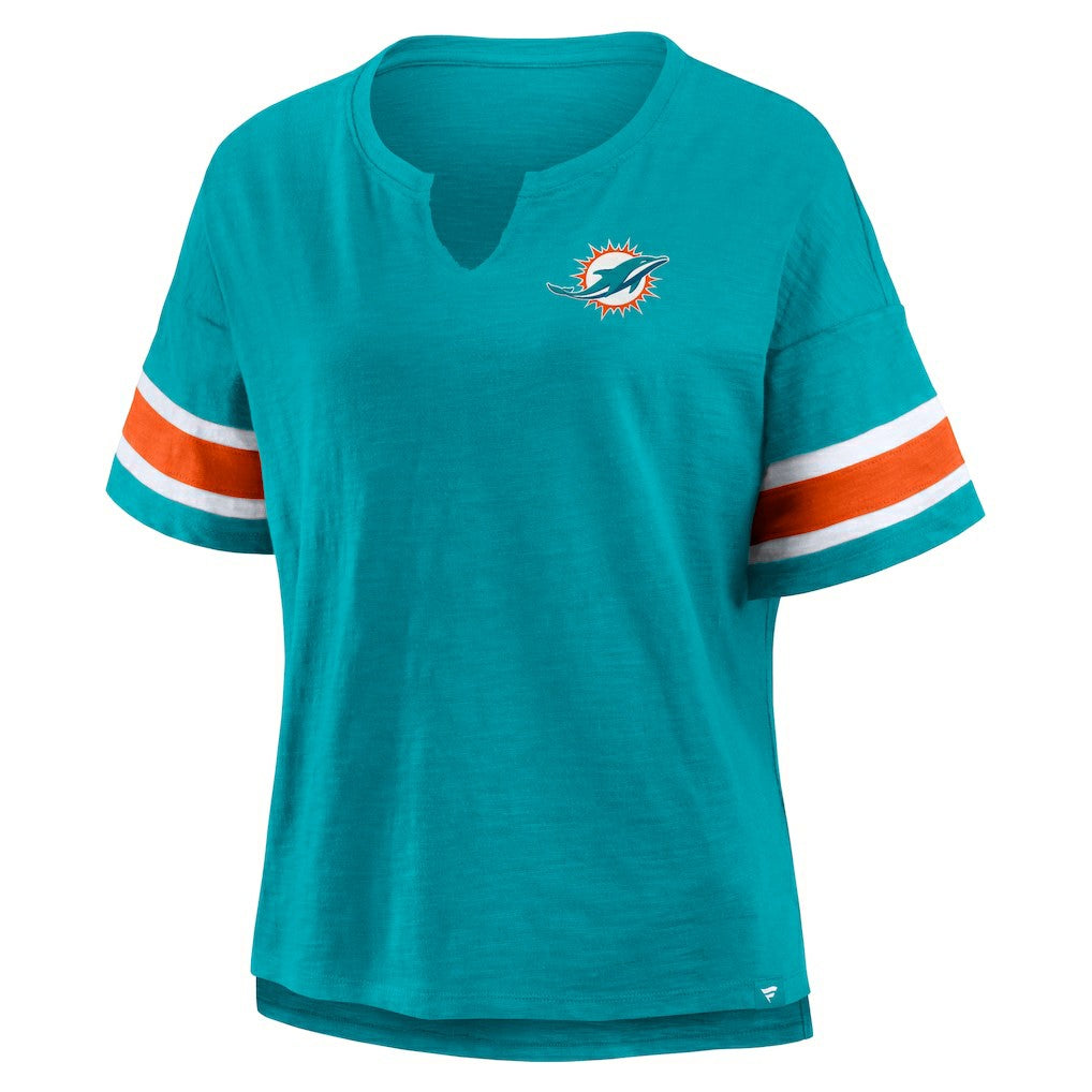 Miami Dolphins Women's Plus Size Redzone Notch Neck T-Shirt - Aqua online