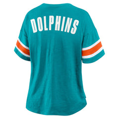 Miami Dolphins Women's Plus Size Redzone Notch Neck T-Shirt - Aqua online