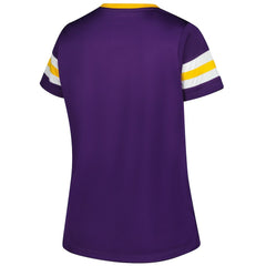 Minnesota Vikings Women's Plus Size Rhinestone Redzone Athena Lace-Up Notch Neck T-Shirt - Purple online