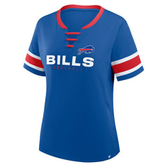 Buffalo Bills Women's Plus Size Red Zone Athena Lace-Up V-Notch Neck T-Shirt - Royal for sale