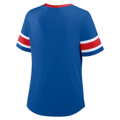 Buffalo Bills Women's Plus Size Red Zone Athena Lace-Up V-Notch Neck T-Shirt - Royal for sale