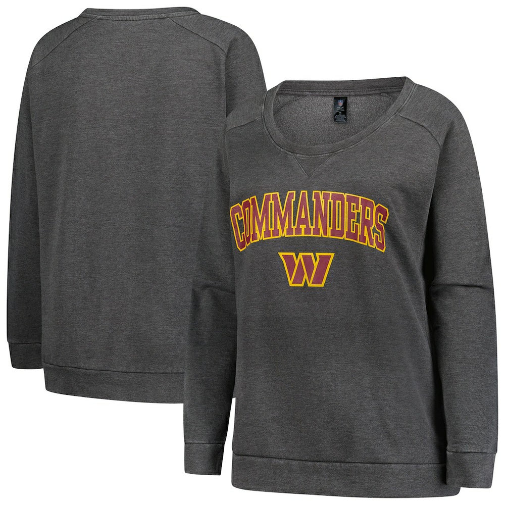 Washington Commanders Profile Women's Plus Size Acid Wash Raglan Sweatshirt - Charcoal for sale
