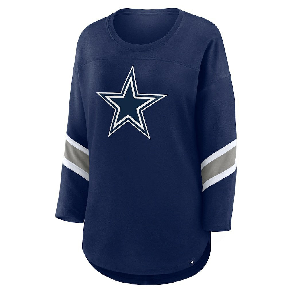 Dallas Cowboys Women's Plus Size Redzone 3/4-Sleeve Scoop Neck T-Shirt - Navy discount