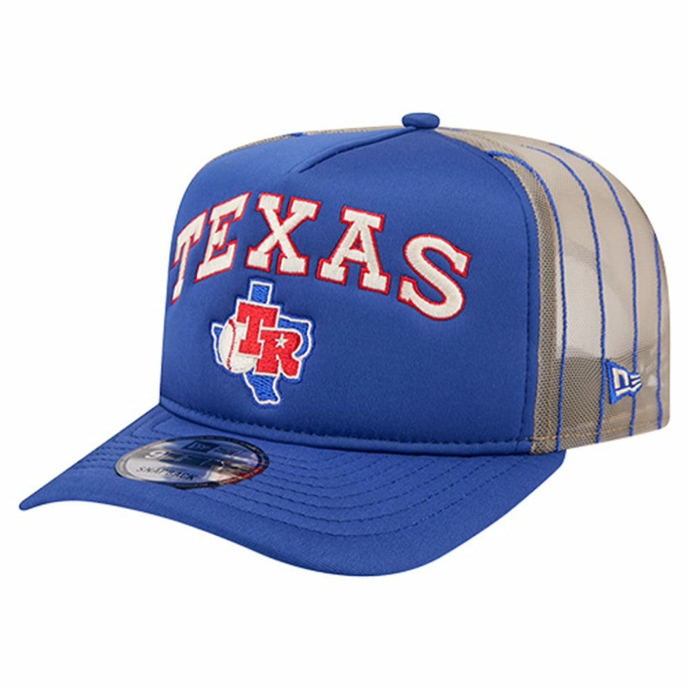 Texas Rangers Vintage Arched Foam Front 9FIFTY A-Frame Adjustable Trucker Hat Royal
