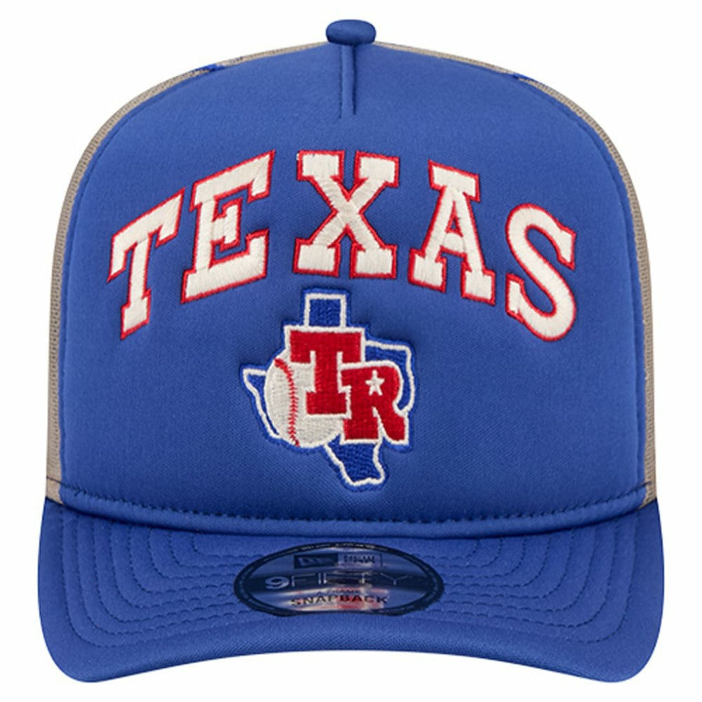 Texas Rangers Vintage Arched Foam Front 9FIFTY A-Frame Adjustable Trucker Hat Royal