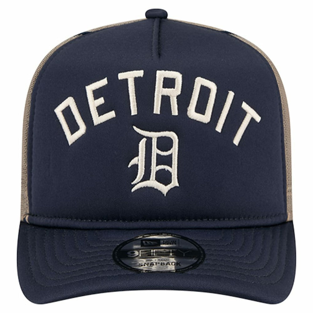 Detroit Tigers Vintage Arched Foam Front 9FIFTY A-Frame Adjustable Trucker Hat Navy