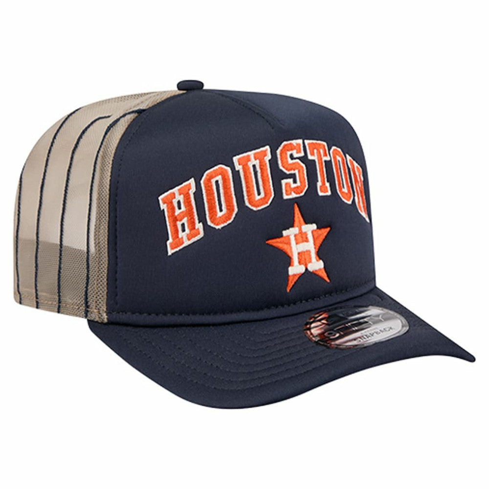 Houston Astros Vintage Arched Foam Front 9FIFTY A-Frame Adjustable Trucker Hat Navy