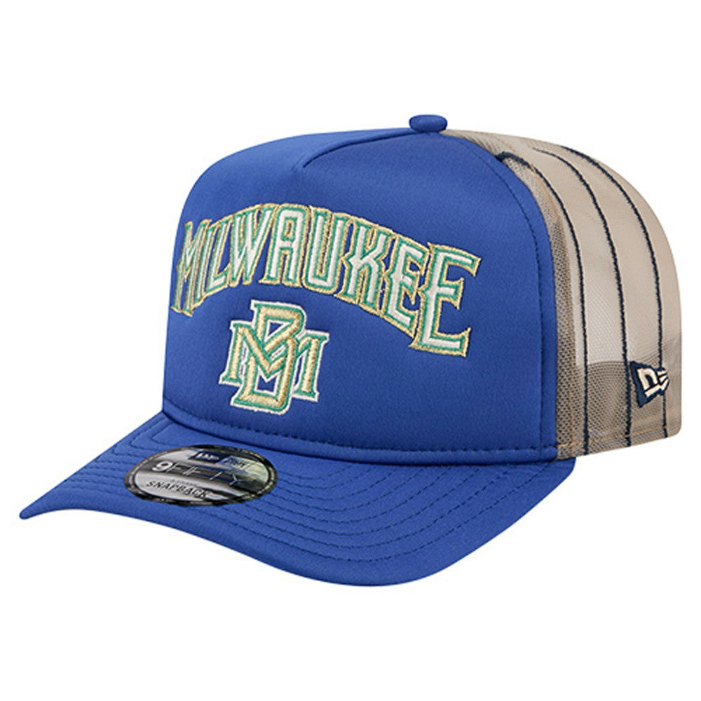 Milwaukee Brewers Vintage Arched Foam Front 9FIFTY A-Frame Adjustable Trucker Hat Royal