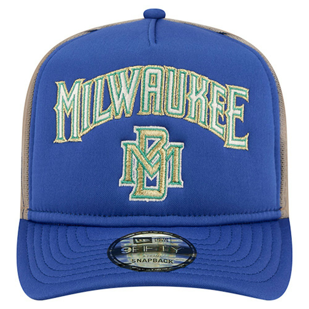 Milwaukee Brewers Vintage Arched Foam Front 9FIFTY A-Frame Adjustable Trucker Hat Royal