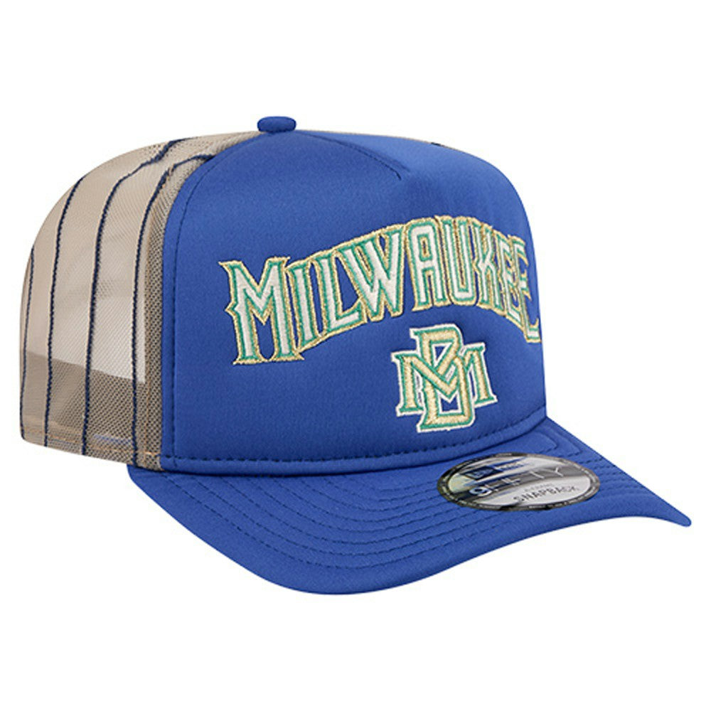 Milwaukee Brewers Vintage Arched Foam Front 9FIFTY A-Frame Adjustable Trucker Hat Royal