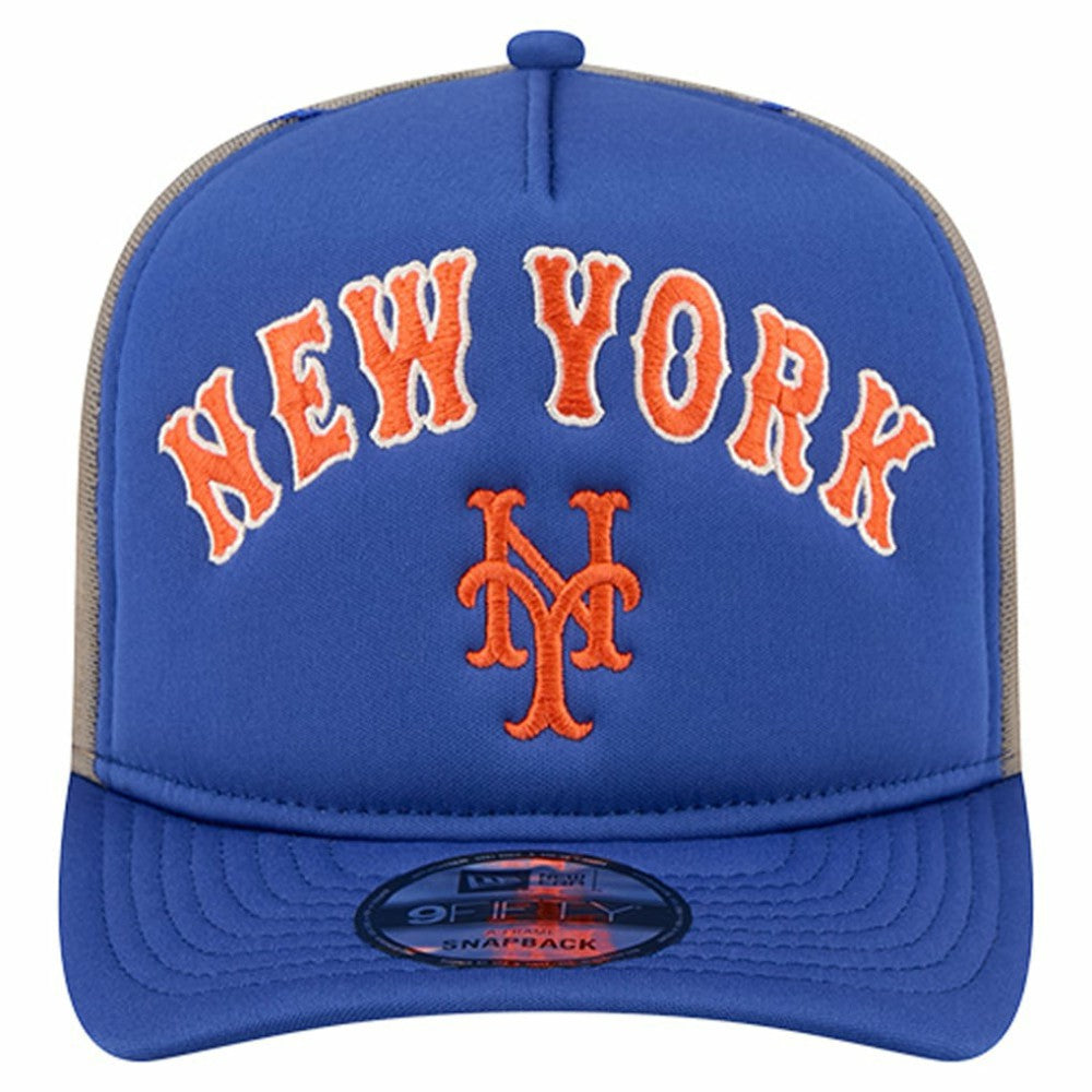New York Mets Vintage Arched Foam Front 9FIFTY A-Frame Adjustable Trucker Hat Royal