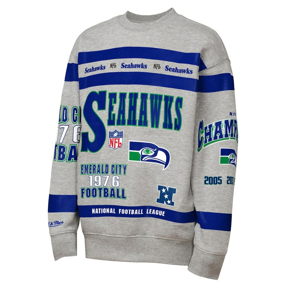 Seattle Seahawks Youth Throwback All-Over Print Fleece Sweatshirt - Gray sale