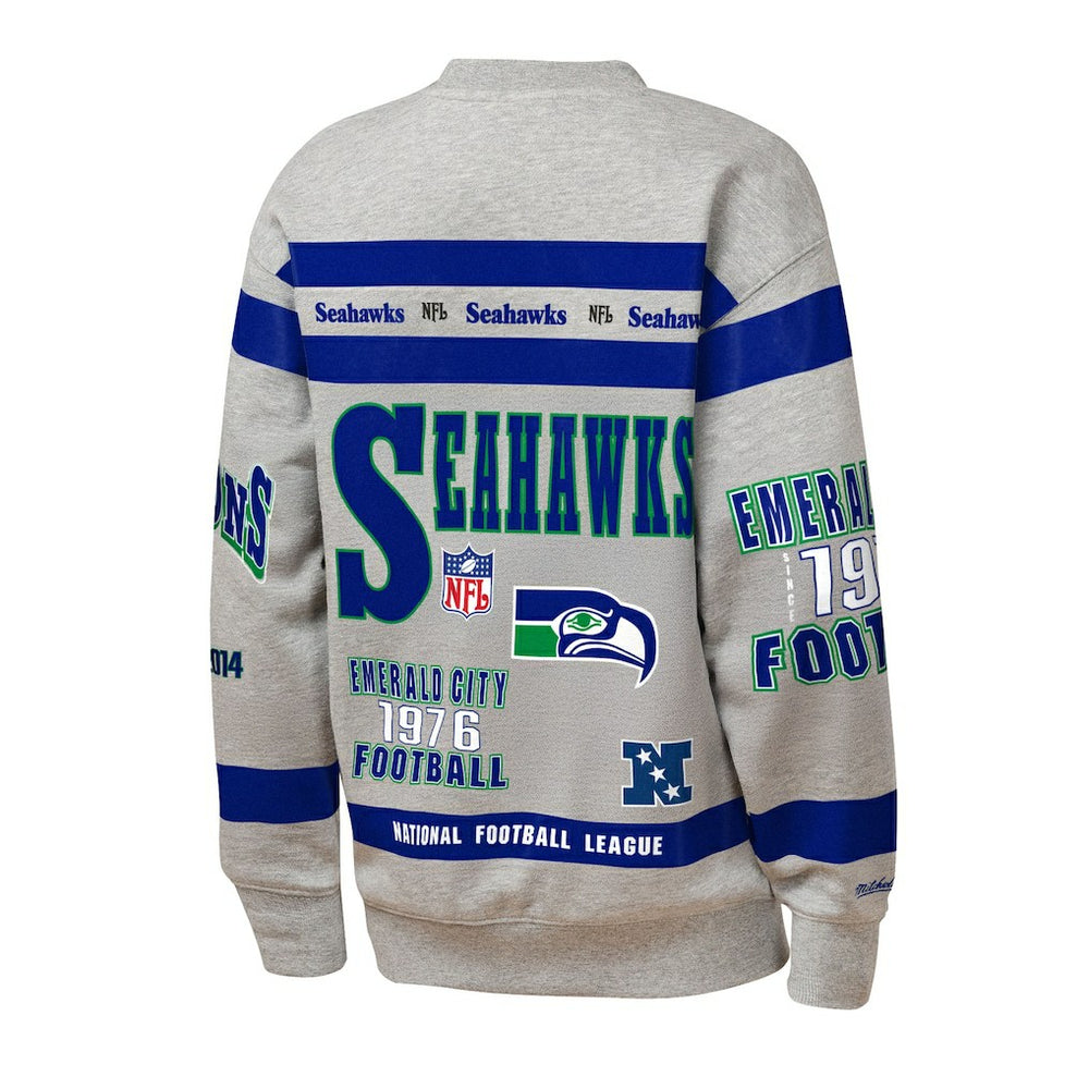 Seattle Seahawks Youth Throwback All-Over Print Fleece Sweatshirt - Gray sale