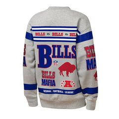Buffalo Bills Youth Throwback All-Over Print Fleece Sweatshirt - Gray for sale