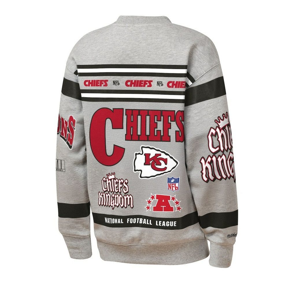 Kansas City Chiefs Youth Throwback All-Over Print Fleece Sweatshirt - Gray discount