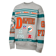 Miami Dolphins Youth Throwback All-Over Print Fleece Sweatshirt - Gray online