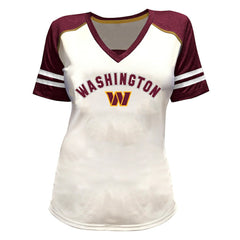 Jayden Daniels Washington Commanders Women's Plus Size Bling V-Neck T-Shirt - White online
