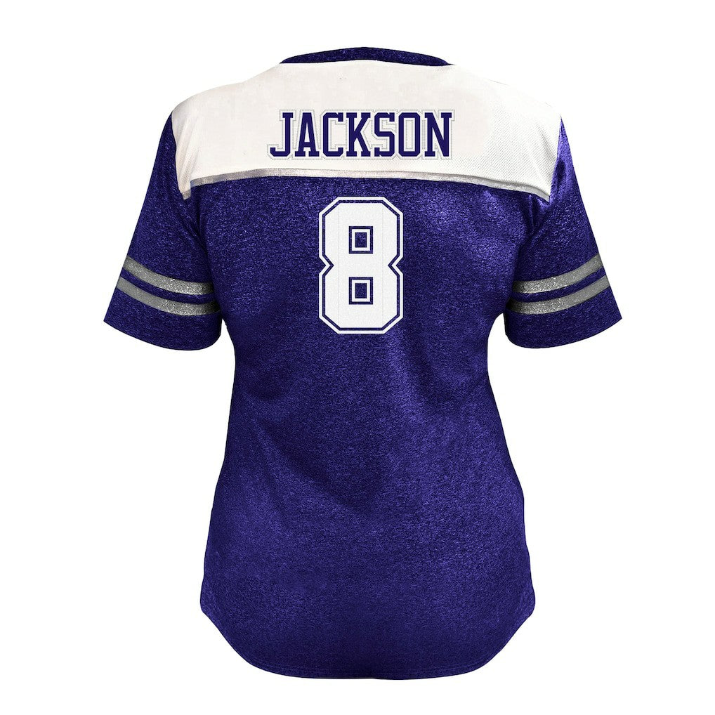 Lamar Jackson Baltimore Ravens Women's Plus Size Bling V-Neck T-Shirt - White sale
