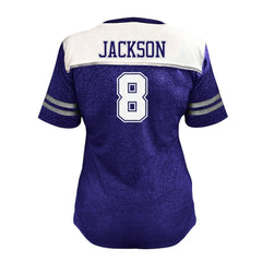 Lamar Jackson Baltimore Ravens Women's Plus Size Bling V-Neck T-Shirt - White sale