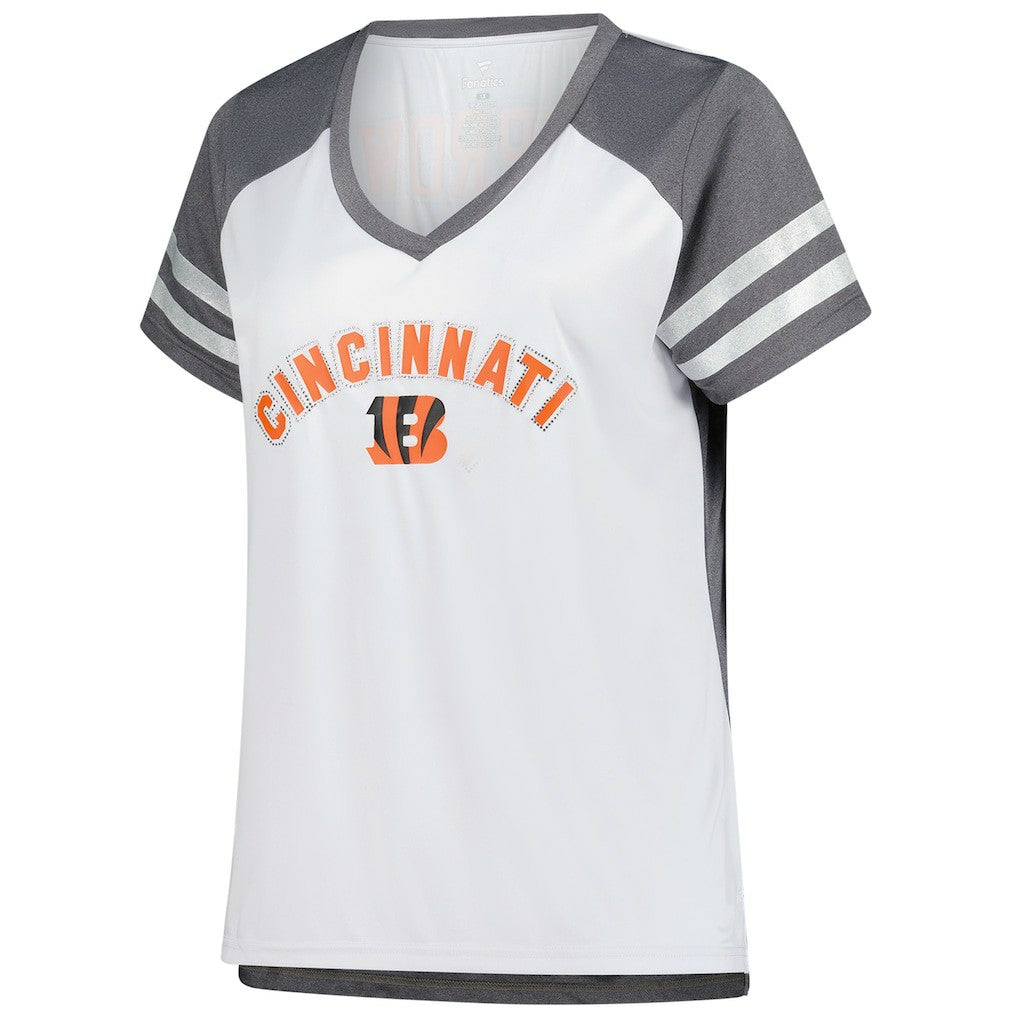 Joe Burrow Cincinnati Bengals Women's Plus Size Bling V-Neck T-Shirt - White on sale