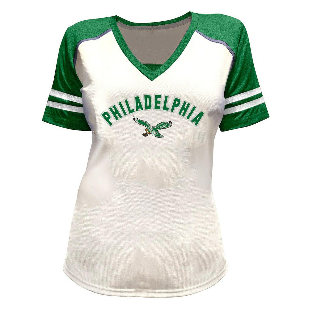 Saquon Barkley Philadelphia Eagles Women's Plus Size Bling V-Neck T-Shirt - White online