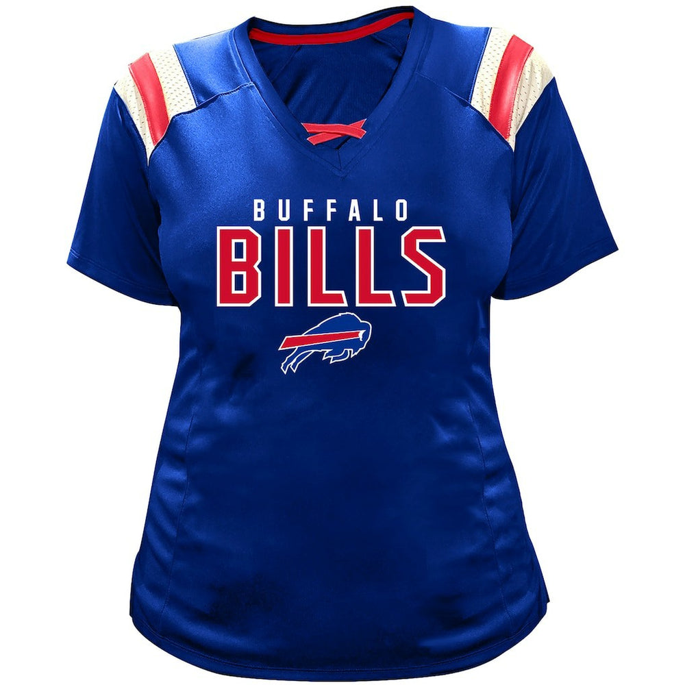 Josh Allen Buffalo Bills Women's Plus Size Name & Number Raglan Lace V-Neck T-Shirt - Royal for sale