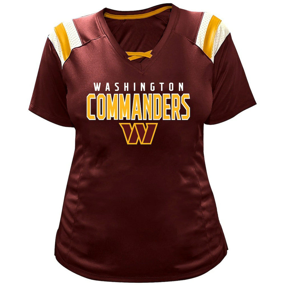 Jayden Daniels Washington Commanders Women's Plus Size Name & Number Raglan Lace V-Neck T-Shirt - Burgundy outlet