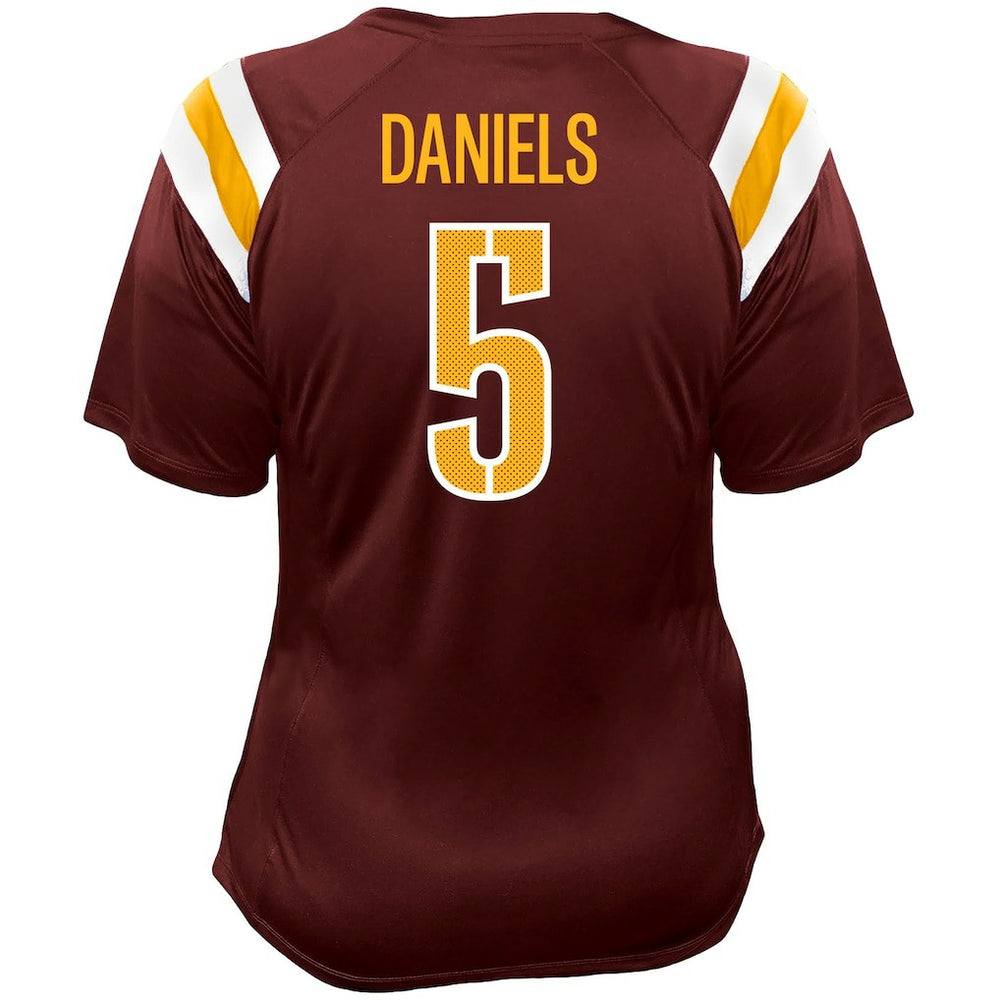 Jayden Daniels Washington Commanders Women's Plus Size Name & Number Raglan Lace V-Neck T-Shirt - Burgundy outlet