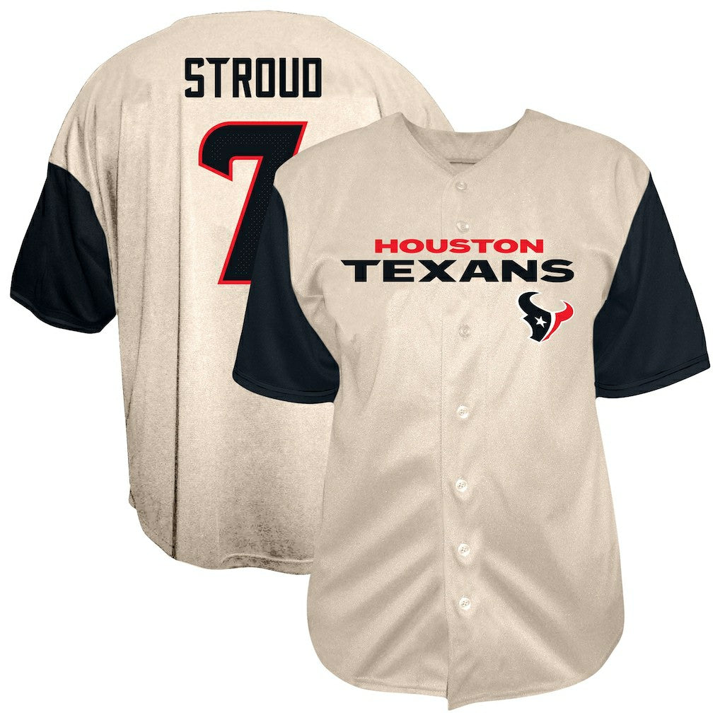 C.J. Stroud Houston Texans Big & Tall Baseball Button-Up Shirt - Cream sale