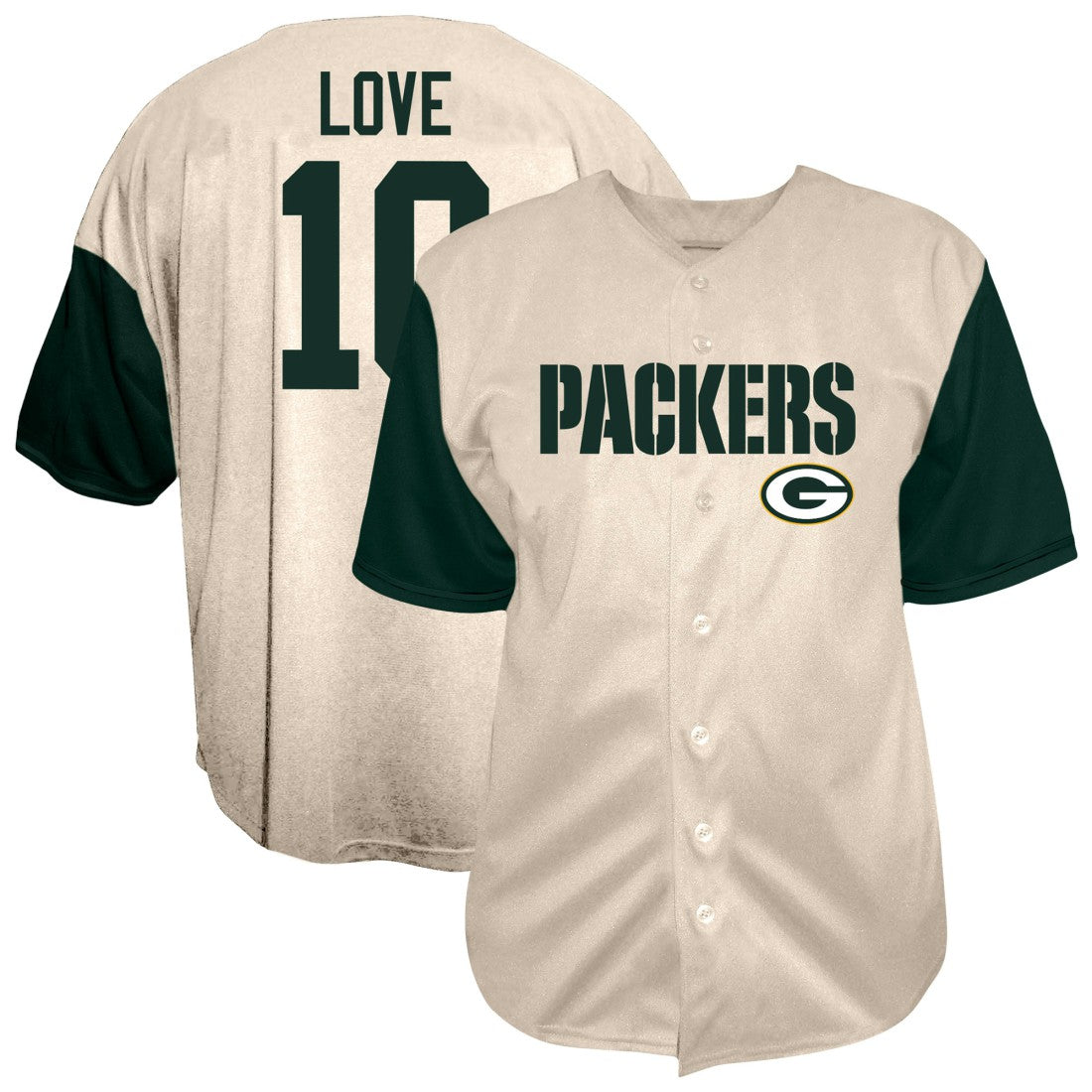 Jordan Love Green Bay Packers Big & Tall Baseball Button-Up Shirt - Cream discount
