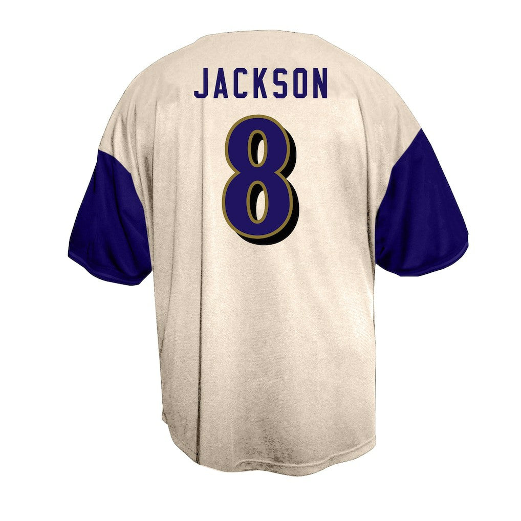 Lamar Jackson Baltimore Ravens Big & Tall Baseball Button-Up Shirt - Cream for sale