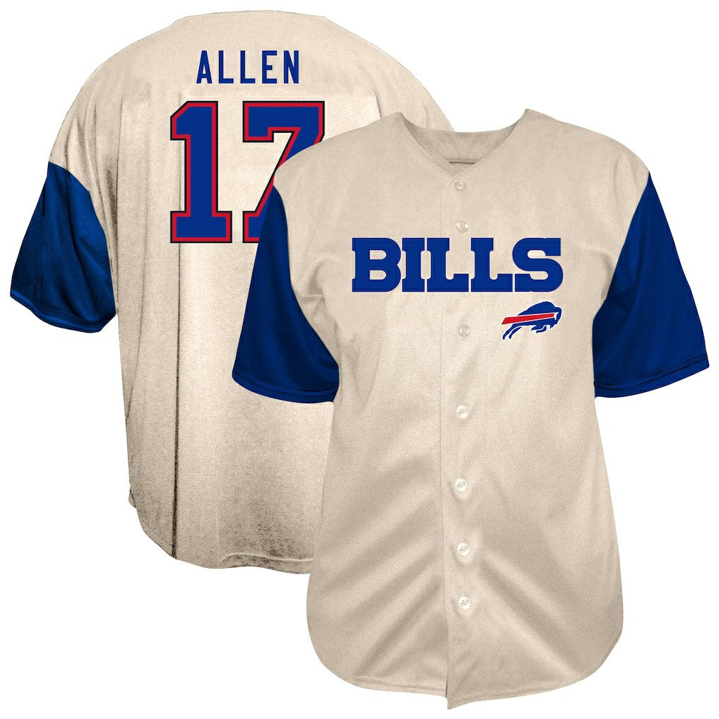 Josh Allen Buffalo Bills Big & Tall Baseball Button-Up Shirt - Cream online