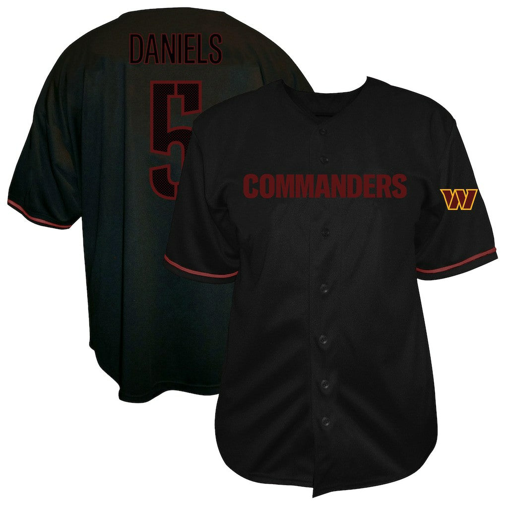 Jayden Daniels Washington Commanders Big & Tall Baseball Button-Up Shirt - Black for sale